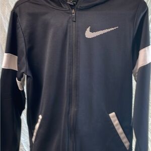 Nike Black Full-Zip Hoodie with White Swoosh youth X large